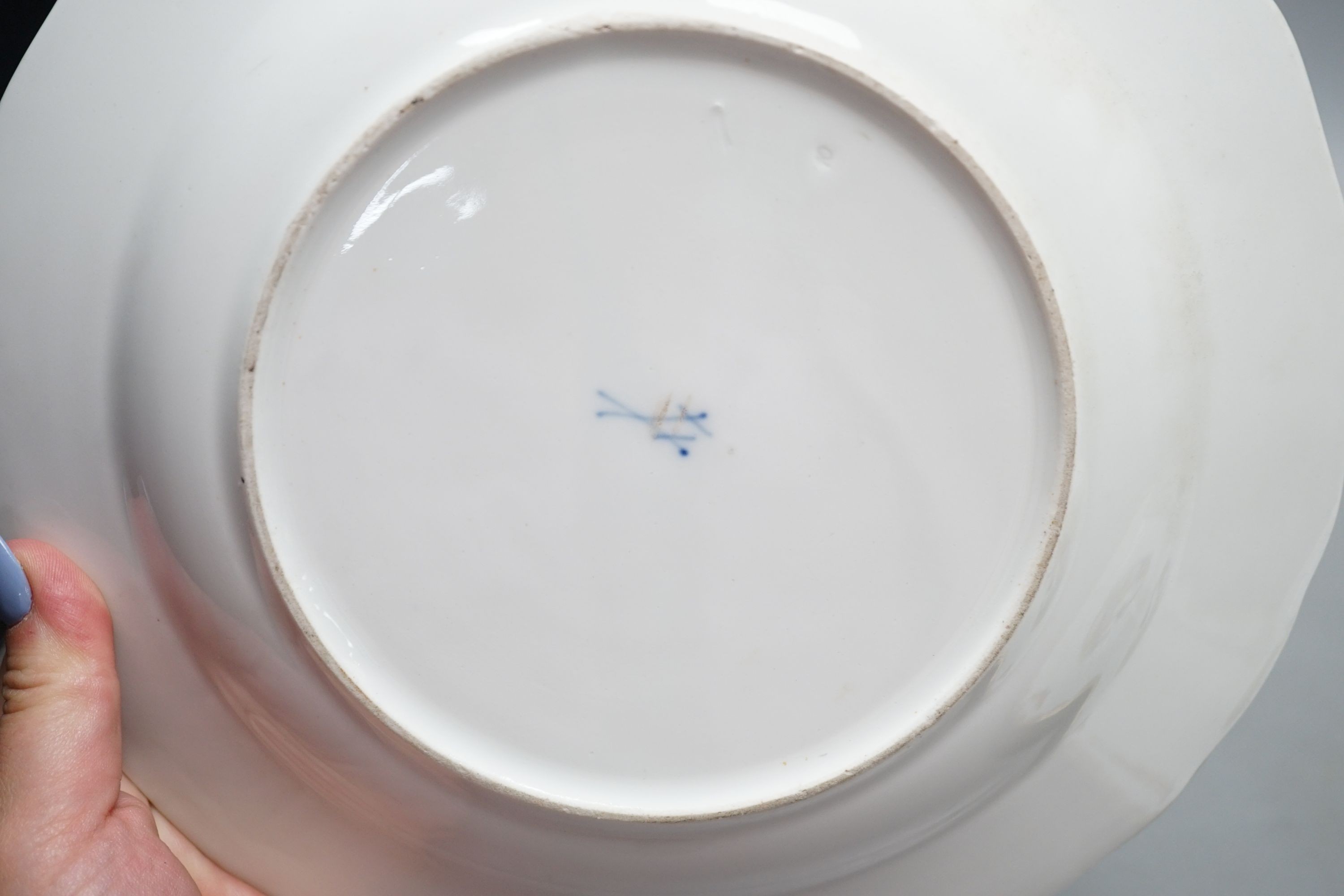 A pair of 19th century Meissen outside decorated bird plates, 24.5cm